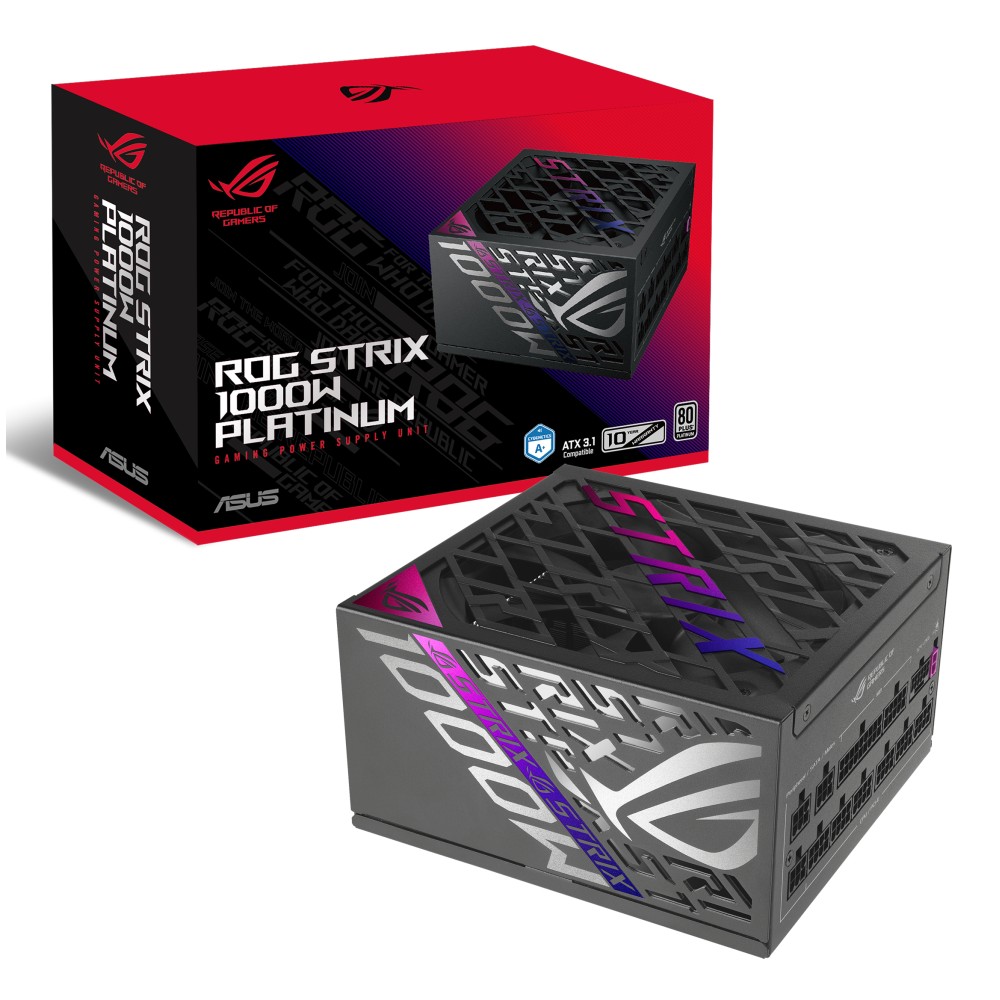 ASUS ROG STRIX-1000P-GAMING virtalähdeyksikkö 1000 W 20+4 pin ATX ATX Musta, Hopea